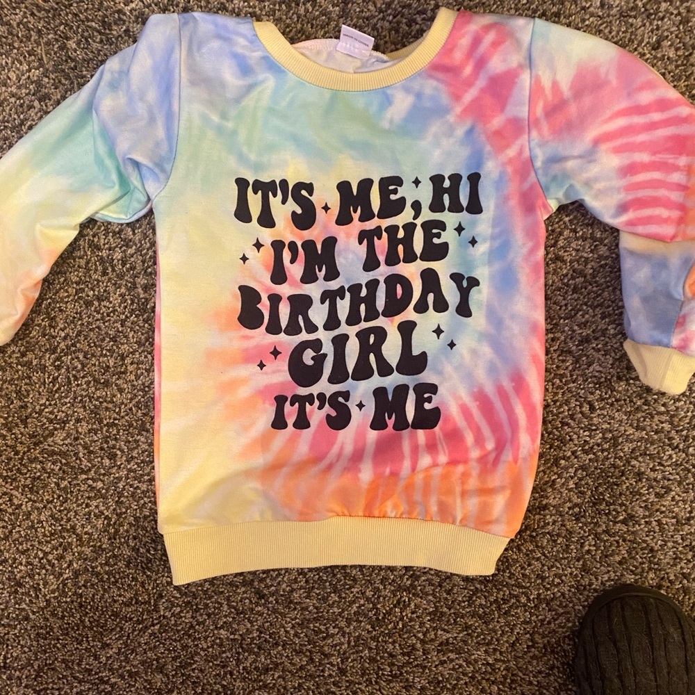 Colorful Tie-Dye Birthday Girl Kids Top